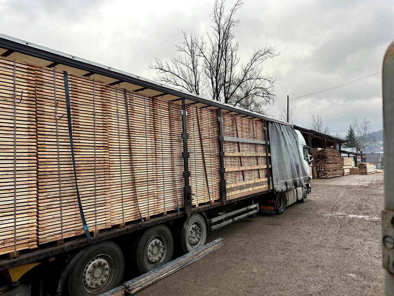 Prepared timber batch for truck delivery across Europe